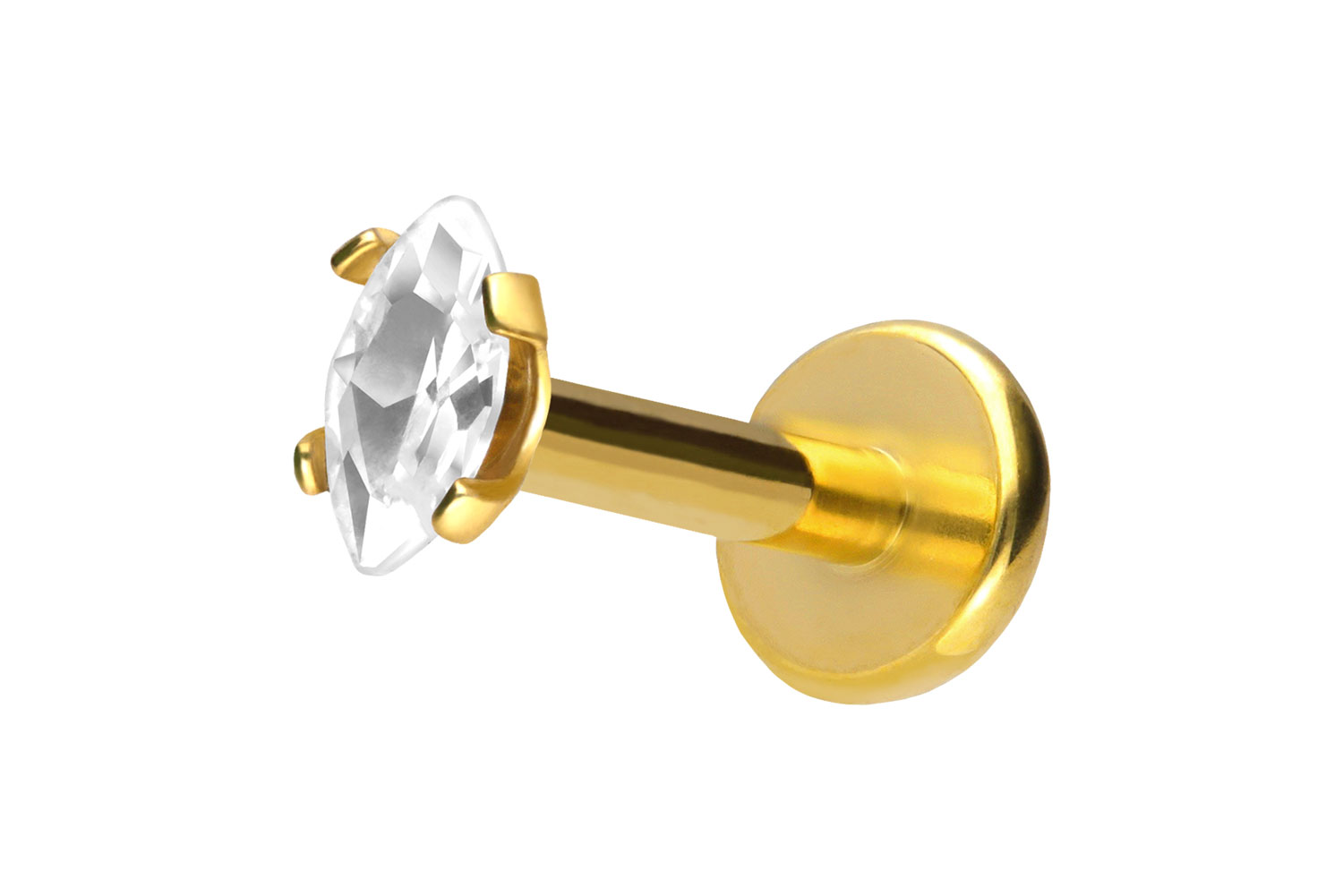 Titan Labret Piercing mit Push Fit EINGEFASSTER KRISTALLTROPFEN